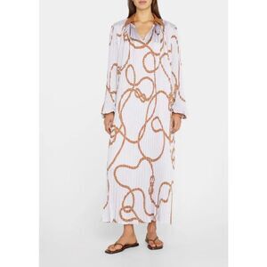 LAFAYETTE 148 NEW YORK Printed Plisse Dress Lavender, Brown Size XS